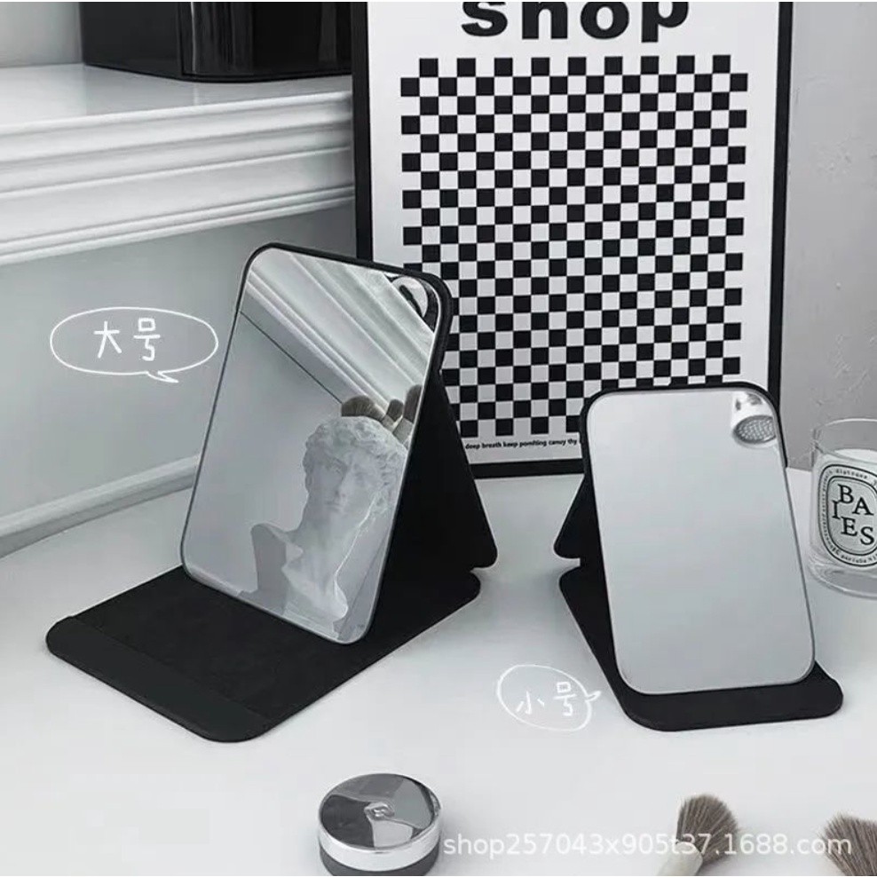 台湾现货1-5  ins风折叠小镜子化妆镜学生宿舍简约梳妆镜台式桌面可立家用便携