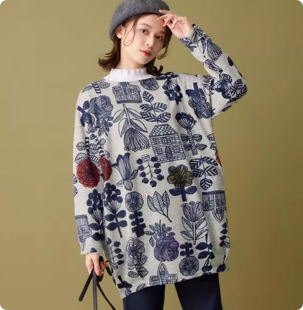 女士中长款北欧风茧形宽松卫衣 有大码