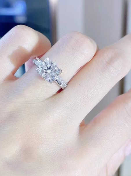 千金豪华牛头钻石戒指白18k金经典百搭款克拉钻戒手饰女正品