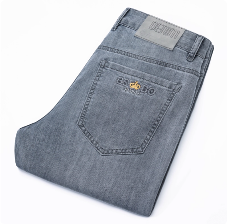 高端夏季男士牛仔裤薄款宽松弹力舒适直筒休闲长裤